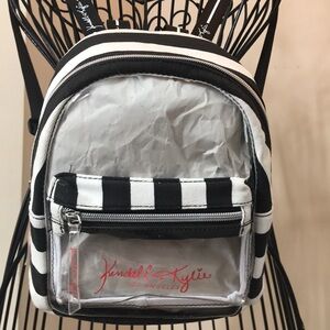 Kendall + Kylie Black & White Striped Clear Front Mini Backpack